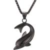 U7 Stainless Steel Shark Necklaces,18K Gold Plated Dolphin/Swordfish/Shark Pendant Necklace,Punk Mens Jewelry(4.Dolphin-Black)