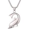 U7 Stainless Steel Shark Necklaces,18K Gold Plated Dolphin/Swordfish/Shark Pendant Necklace,Punk Mens Jewelry(4.Dolphin-Steel)