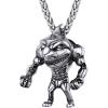 U7 Stainless Steel Shark Necklaces,18K Gold Plated Dolphin/Swordfish/Shark Pendant Necklace,Punk Mens Jewelry(5.Muscle Shark-Steel)