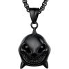 U7 Stainless Steel Shark Necklaces,18K Gold Plated Dolphin/Swordfish/Shark Pendant Necklace,Punk Mens Jewelry(6.Shark Head- Black)
