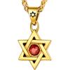 04-David Star with Red Stone-Gold