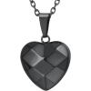U7 Tiny Heart Necklace for Women, Stainless Steel 18K Gold/Black/Rose Gold Plated Link Chain Dainty Love Hearts Pendant Necklaces(3D Heart black)