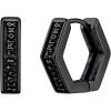 U7 Viking Hoop Earring for Men Stainless Steel/Black/Gold Huggie Hoops Earrings, Norse Viking Runes Hoop/Hexagon/Triangle Punk Jewelry Hypoallergenic Gift for Men Women(02.Black-Hexagon)