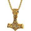 U7 Viking Pendant Necklace Stainless Steel/18K Gold Plated Celtic Thor’s Hammer Pendant Necklaces Viking Jewelry Gift for Men(1.Thor’s hammer celtic-gold)