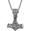 U7 Viking Pendant Necklace Stainless Steel/18K Gold Plated Celtic Thor’s Hammer Pendant Necklaces Viking Jewelry Gift for Men(1.Thor’s hammer celtic-silver)