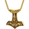 U7 Viking Pendant Necklace Stainless Steel/18K Gold Plated Celtic Thor’s Hammer Pendant Necklaces Viking Jewelry Gift for Men(2.Thor’s hammer& Ordin raven-gold)