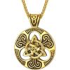 U7 Viking Pendant Necklace Stainless Steel/18K Gold Plated Celtic Thor’s Hammer Pendant Necklaces Viking Jewelry Gift for Men(3.Magic triquetra-gold)