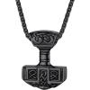U7 Viking Pendant Necklace Stainless Steel/18K Gold Plated Celtic Thor’s Hammer Pendant Necklaces Viking Jewelry Gift for Men(4.Thor’s hammer-black)