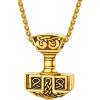 U7 Viking Pendant Necklace Stainless Steel/18K Gold Plated Celtic Thor’s Hammer Pendant Necklaces Viking Jewelry Gift for Men(4.Thor’s hammer-gold)
