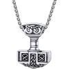 U7 Viking Pendant Necklace Stainless Steel/18K Gold Plated Celtic Thor’s Hammer Pendant Necklaces Viking Jewelry Gift for Men(4.Thor’s hammer-silver black)