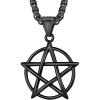 U7 Wiccan Necklace Pagan Pendant Men Women Stainless Steel/Black/18K Gold Plated Pentagram/Norse Viking/Raven Occult Necklaces(01.Pentacle-Black)