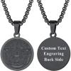 U7 Wiccan Necklace Pagan Pendant Men Women Stainless Steel/Black/18K Gold Plated Pentagram/Norse Viking/Raven Occult Necklaces(02.Pentacle Medal-Black-Customized)