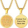 U7 Wiccan Necklace Pagan Pendant Men Women Stainless Steel/Black/18K Gold Plated Pentagram/Norse Viking/Raven Occult Necklaces(02.Pentacle Medal-Gold-Customized)