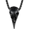 U7 Wiccan Necklace Pagan Pendant Men Women Stainless Steel/Black/18K Gold Plated Pentagram/Norse Viking/Raven Occult Necklaces(05.Raven Skull-Black)