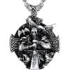 U7 Wiccan Necklace Pagan Pendant Men Women Stainless Steel/Black/18K Gold Plated Pentagram/Norse Viking/Raven Occult Necklaces(08.Odin God-Stainless)