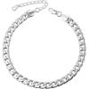 U7 Women Girls Barefoot Jewelry 18K Gold or Rose Gold Stainless Steel Heart/Rope/Figaro/Cuban Chain Anklet Foot Bracelet, 25-30 CM Long(01.Platinum)