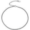 U7 Women Girls Barefoot Jewelry 18K Gold or Rose Gold Stainless Steel Heart/Rope/Figaro/Cuban Chain Anklet Foot Bracelet, 25-30 CM Long(05.Stainless steel-3mm wheat chain)