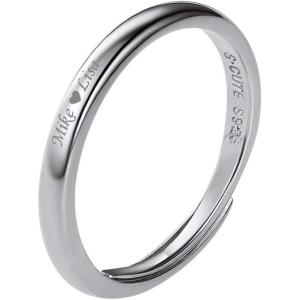 SILVERCUTE 925 Sterling Silver Band Rings Cat Rings for Women,Adjustable 925 Silver/18K Gold Plated Band Ring,Cat/Panda Ring(2.5mm Band Ring-Silver (Custom))