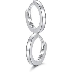 SILVERCUTE 925 Sterling Silver Huggie Hoop Earrings for Women,Hypoallergenic Small Hoop Earrings Lightweight Silver/14K Gold Hoops Cartilage Earrings for Women,8/10/12mm(1.Silver)