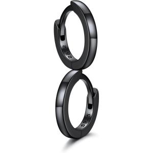 SILVERCUTE 925 Sterling Silver Huggie Hoop Earrings for Women,Hypoallergenic Small Hoop Earrings Lightweight Silver/14K Gold Hoops Cartilage Earrings for Women,8/10/12mm(2.Black)