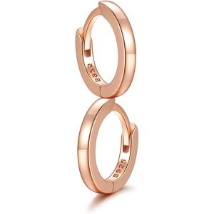 SILVERCUTE 925 Sterling Silver Huggie Hoop Earrings for Women,Hypoallergenic Small Hoop Earrings Lightweight Silver/14K Gold Hoops Cartilage Earrings for Women,8/10/12mm(6.Rose Gold)