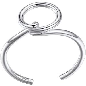 SILVERCUTE S925 Initial Rings, Adjustable Size 6-12 Statement Alphabet Letter A-Z Jewelry Personalized Twisted Initials Rings Sterling Silver Stacking Ring for Women(Silver O)