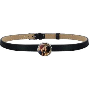 U7 Black Leather Choker Collar Custom with Platinum/18K Gold Plated Initial Names, Personalized Punk Jewelry for Cosplay, Adjustable Length 13-17 Inch(08.photo choker-10mm wide)