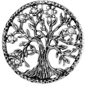 U7 Brooches Jewelry for Women Men, Stainless Steel 18K Gold Plated Classic Feather/Flower/Tree of Life/Custom Photo/Breast Cancer Awareness Pink Ribbion Brooches and Pins for Wedding Dress or Party(Tree of life/stainless)