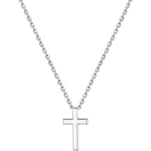 U7 Cross Necklace for Women,Silver/14K Gold Large or Small Cross Necklaces with CZ Diamond,Faith Birthday/Christmas Gift for Her Women Mother Daughter Grandmother(4.Small Polished Cross-Silver (for my bonus mom))