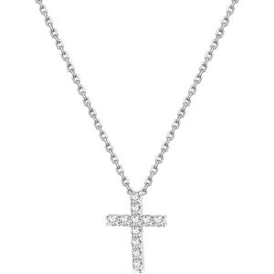 U7 Cross Necklace for Women,Silver/14K Gold Large or Small Cross Necklaces with CZ Diamond,Faith Birthday/Christmas Gift for Her Women Mother Daughter Grandmother(3.Small CZ Cross-Silver (for my bonus mom))
