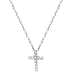 U7 Cross Necklace for Women,Silver/14K Gold Large or Small Cross Necklaces with CZ Diamond,Faith Birthday/Christmas Gift for Her Women Mother Daughter Grandmother(3.Small CZ Cross-Silver (for my beautiful daughter))