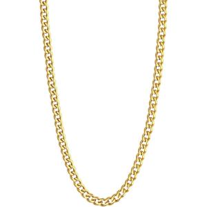 U7 Cuban Link Chain Necklace, Stainless Steel/Black/Gold Plated Chunky Curb Chain Necklace for Men Women, 14-30 Inches, 3/6/9/12 mm Width(a. 3mm Gold)