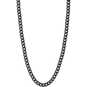U7 Cuban Link Chain Necklace, Stainless Steel/Black/Gold Plated Chunky Curb Chain Necklace for Men Women, 14-30 Inches, 3/6/9/12 mm Width(c. 3mm Black)