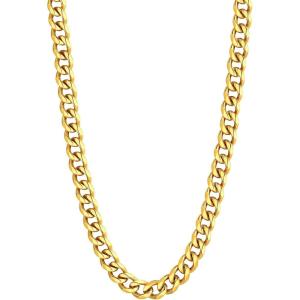 U7 Cuban Link Chain Necklace, Stainless Steel/Black/Gold Plated Chunky Curb Chain Necklace for Men Women, 14-30 Inches, 3/6/9/12 mm Width(d. 6mm Gold)