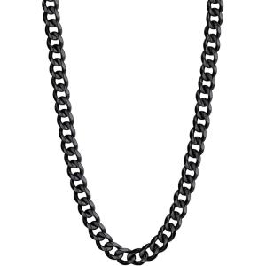 U7 Cuban Link Chain Necklace, Stainless Steel/Black/Gold Plated Chunky Curb Chain Necklace for Men Women, 14-30 Inches, 3/6/9/12 mm Width(f. 6mm Black)