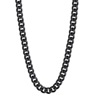 U7 Cuban Link Chain Necklace, Stainless Steel/Black/Gold Plated Chunky Curb Chain Necklace for Men Women, 14-30 Inches, 3/6/9/12 mm Width(i. 9mm Black)