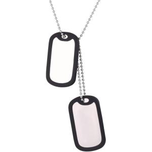U7 Custom Photo Necklace for Men Women, Stainless Steel Black Gold Color Dog Tag – Personalized Text Engraved Memory Heart/Round Square Shaped Picture Pendant Necklaces Lover Gift Mothers Fathers Day(04.2pcs Dog Tag(stainless)-blank)