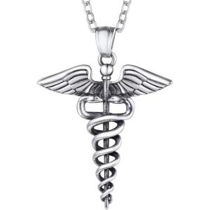 U7 Dentist/Nursing Jewelry Stainless Steel 18K Gold Plated Mini Cute Teeth Pendant Rolo Chain Dental Tooth Necklaces(02.Nurse Pendant Stainless)