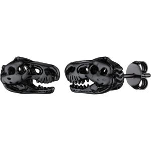 U7 Dragon Earrings Stainless Steel/18K Gold/Black/S925 Sterling Silver Hoop Earrings for Men Women, Personalized Punk Rock Huggie Earrings, Hypoallergenic(04.Dinosaur-Black)
