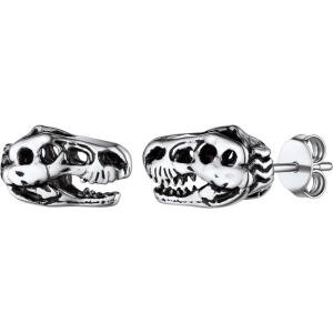 U7 Dragon Earrings Stainless Steel/18K Gold/Black/S925 Sterling Silver Hoop Earrings for Men Women, Personalized Punk Rock Huggie Earrings, Hypoallergenic(04.Dinosaur-Stainless Steel)
