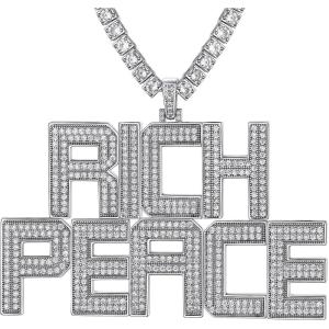 U7 Gold Initial Number Necklace for Men Women, 18K Gold/Silver Plated Diamond CZ Letter Pendant Necklace Big A-Z 0-9 Hip Hop Jersey, Customerized Letter Wheat Chain 22 Inch for Athletes Rappers(z. Custom 2 Row Number/Initial-Steel)