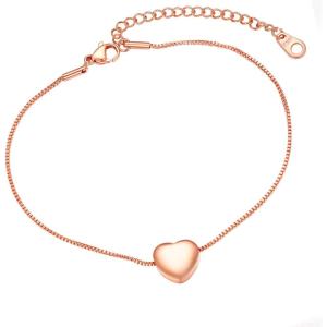 U7 Heart Anklets for Women Stainless Steel Heart Ankle Bracelet Waterproof Summer Beach Jewelry(Rose Gold)