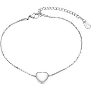 U7 Heart Anklets for Women Stainless Steel Heart Ankle Bracelet Waterproof Summer Beach Jewelry(Stainless Steel)