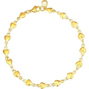 U7 Link Chain Bracelet for Men Stainless Steel, Cuban Link/Figaro Chain/Rope Chain/Heart Bracelets, 3mm/5mm/7mm/9mmm/12mm Width, Chain Wrist Bracelet for Men Women, 8″/8.3″ Length(d.heart link-6mm gold)