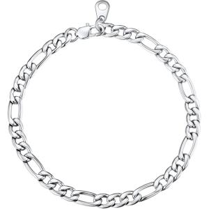 U7 Link Chain Bracelet for Men Stainless Steel, Cuban Link/Figaro Chain/Rope Chain/Heart Bracelets, 3mm/5mm/7mm/9mmm/12mm Width, Chain Wrist Bracelet for Men Women, 8″/8.3″ Length(c.figaro chian-5mm steel)