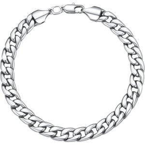 U7 Link Chain Bracelet for Men Stainless Steel, Cuban Link/Figaro Chain/Rope Chain/Heart Bracelets, 3mm/5mm/7mm/9mmm/12mm Width, Chain Wrist Bracelet for Men Women, 8″/8.3″ Length(a.cuban link-7mm steel)