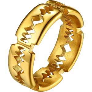U7 Men’s Punk Ring Stainless Steel Black Gold Color Signet Ring, Cool Costume Rings -with Gift Box(F: Razor Blade-Gold)