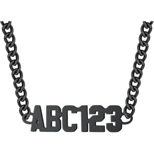 U7 Name Necklace Personalized, Stainless Steel 18K Gold Plated Nameplate Jewelry for Men Women, Multiple Name Necklace, Customized Initial Name Choker Necklace with Curb Chain(05.Custom Black Name w 4mm Cuban Chain)