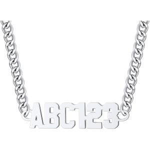 U7 Name Necklace Personalized, Stainless Steel 18K Gold Plated Nameplate Jewelry for Men Women, Multiple Name Necklace, Customized Initial Name Choker Necklace with Curb Chain(05.Custom Silver Name w 4mm Cuban Chain)