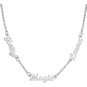 U7 Name Necklace Personalized, Stainless Steel 18K Gold Plated Nameplate Jewelry for Men Women, Multiple Name Necklace, Customized Initial Name Choker Necklace with Curb Chain(03.Multiple Name Chain)